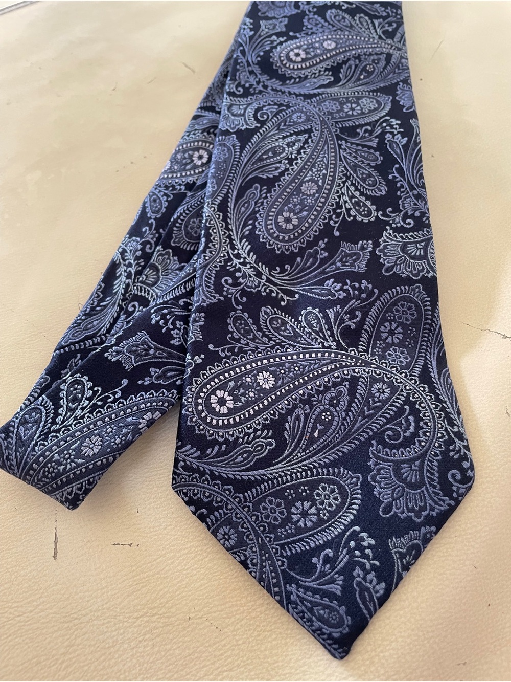 Valentino Navy and Light Blue Paisley Silk Tie - Unisex, Made in Italy 🇮🇹